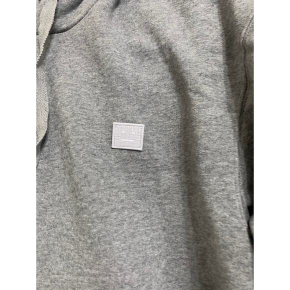 Acne Studios Ferris Face Appliquéd Cotton-Jersey Hoodie in Light Gray Melange - Picture 3 of 6